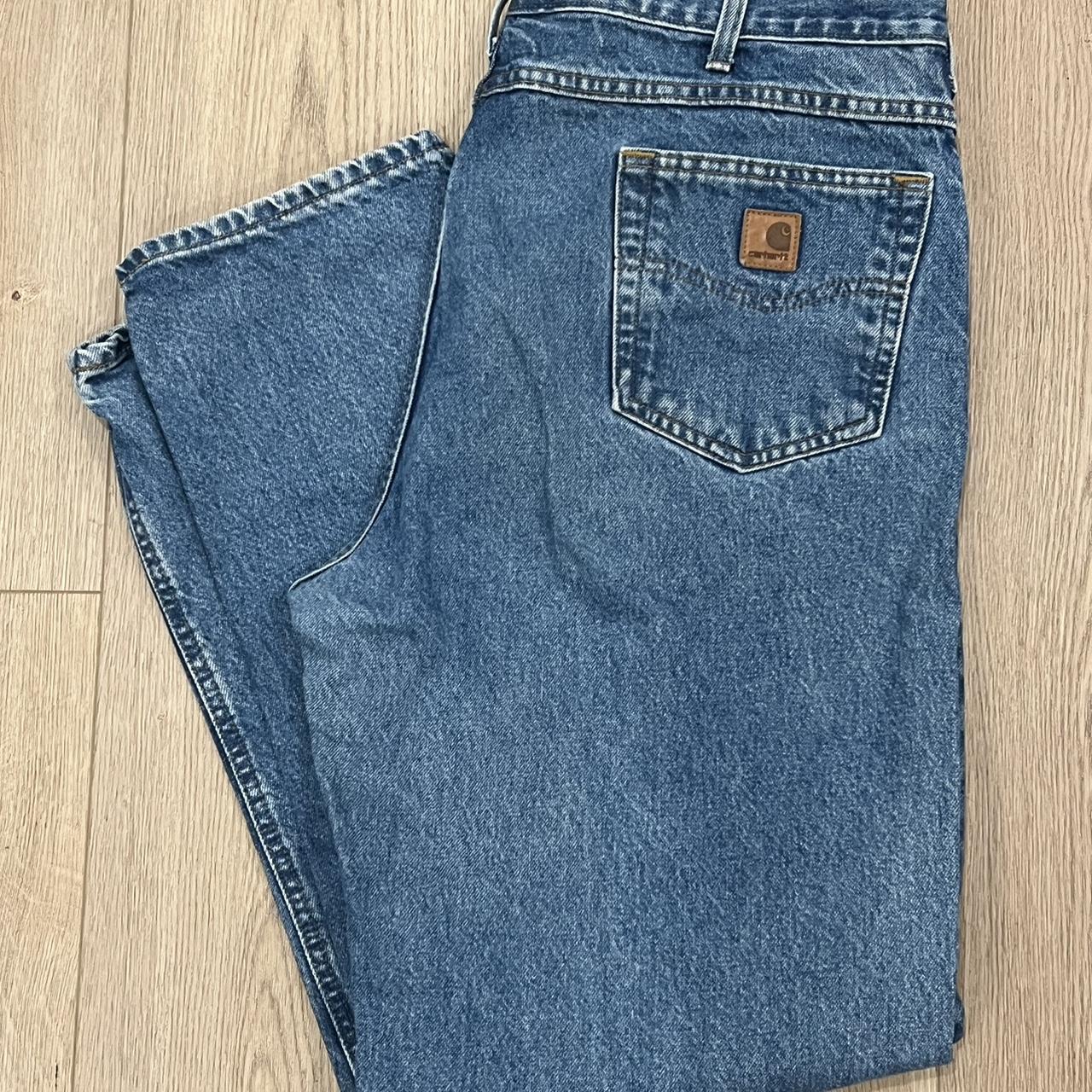 Carhartt Blue Denim Jeans 👖 Men’s Size 40x34 🧔🏻‍♂️ B17... - Depop