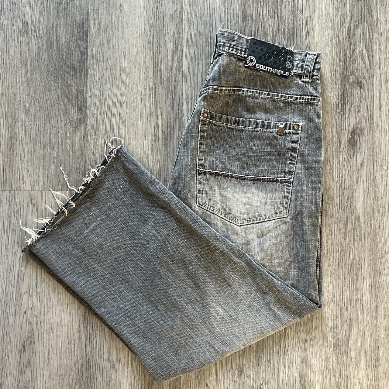 southpole faded black jeans *white stitching and... Depop