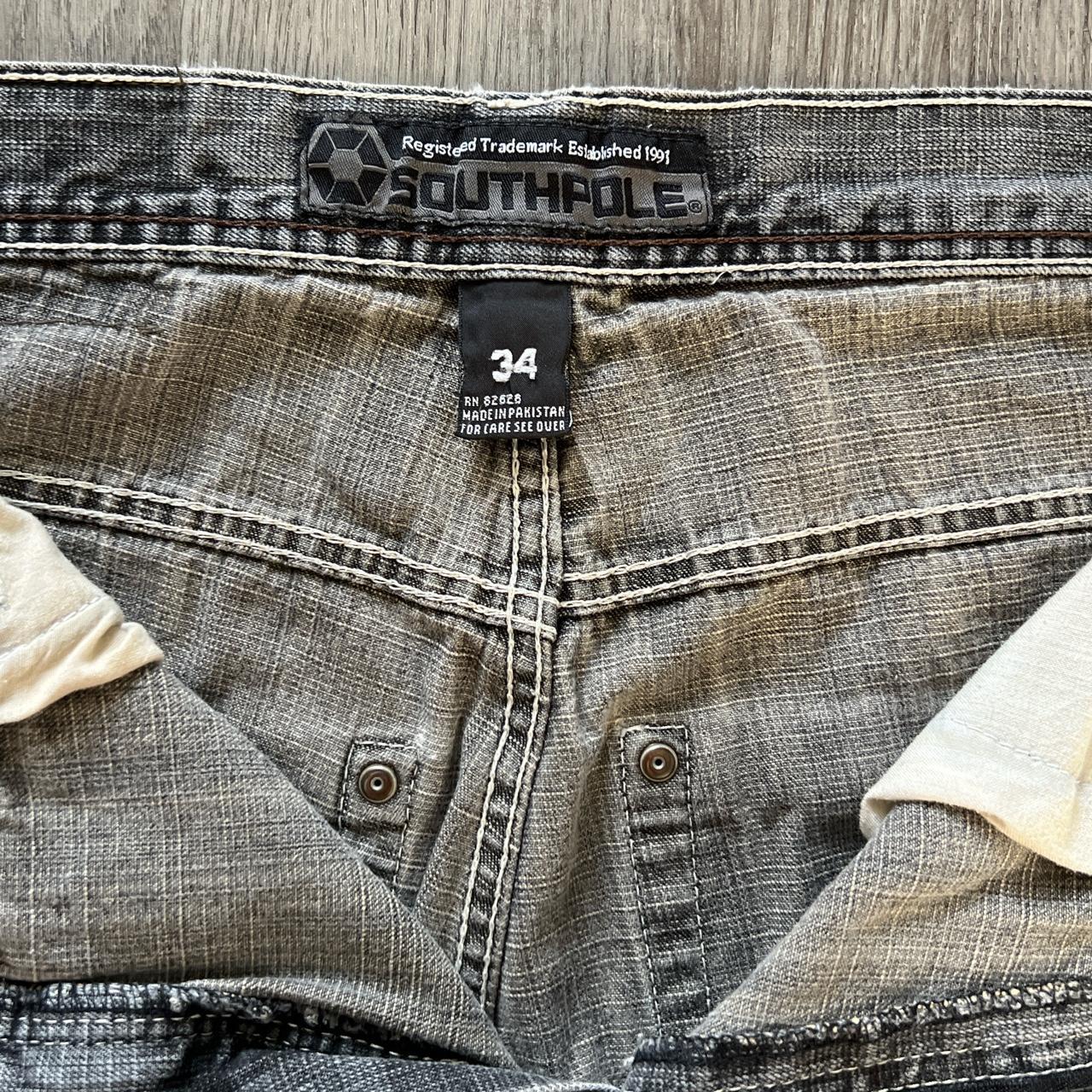 southpole faded black jeans *white stitching and... Depop