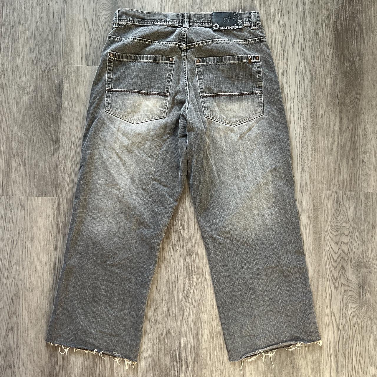 southpole faded black jeans *white stitching and... Depop