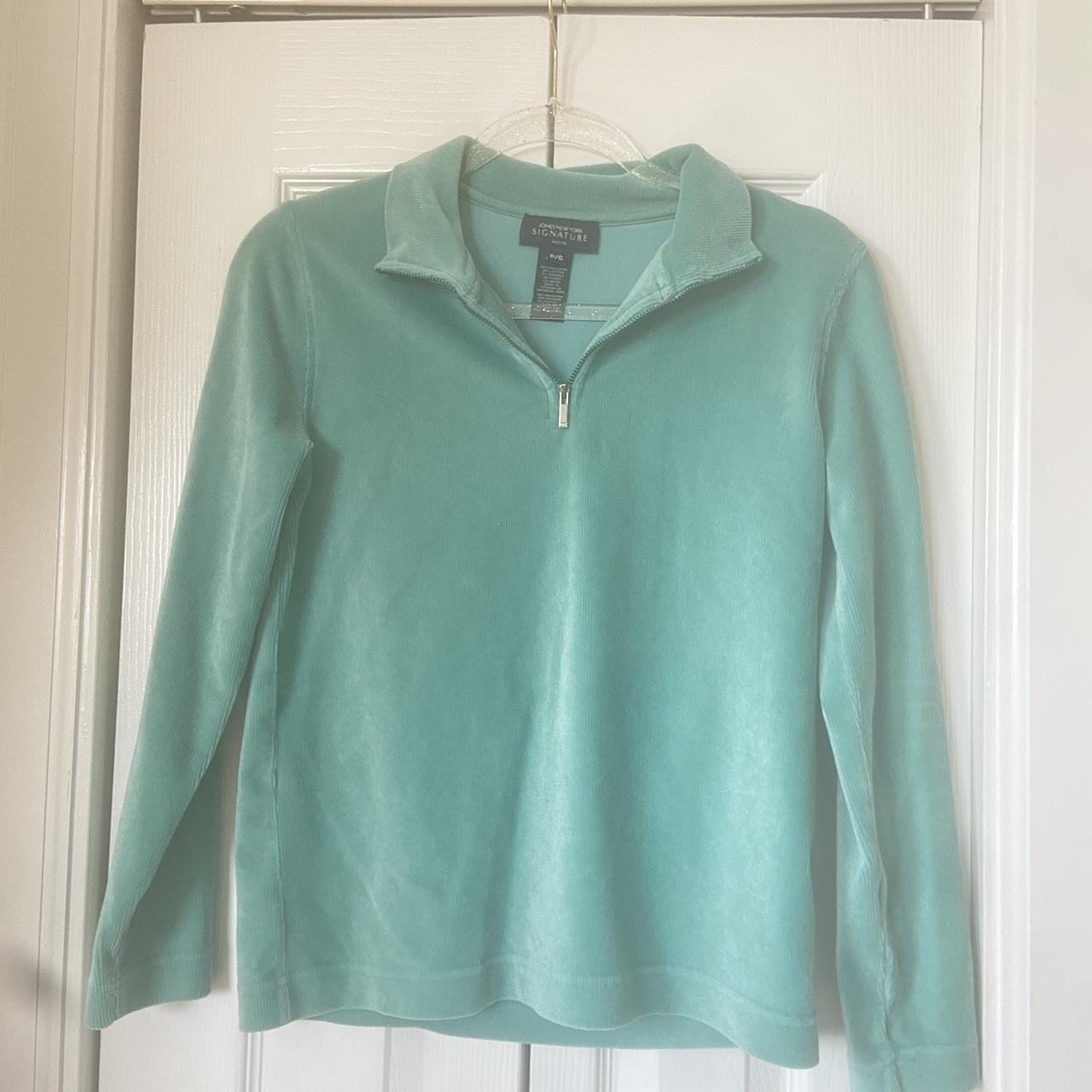 Petites Jones New York zip up! Super cute mint green... Depop