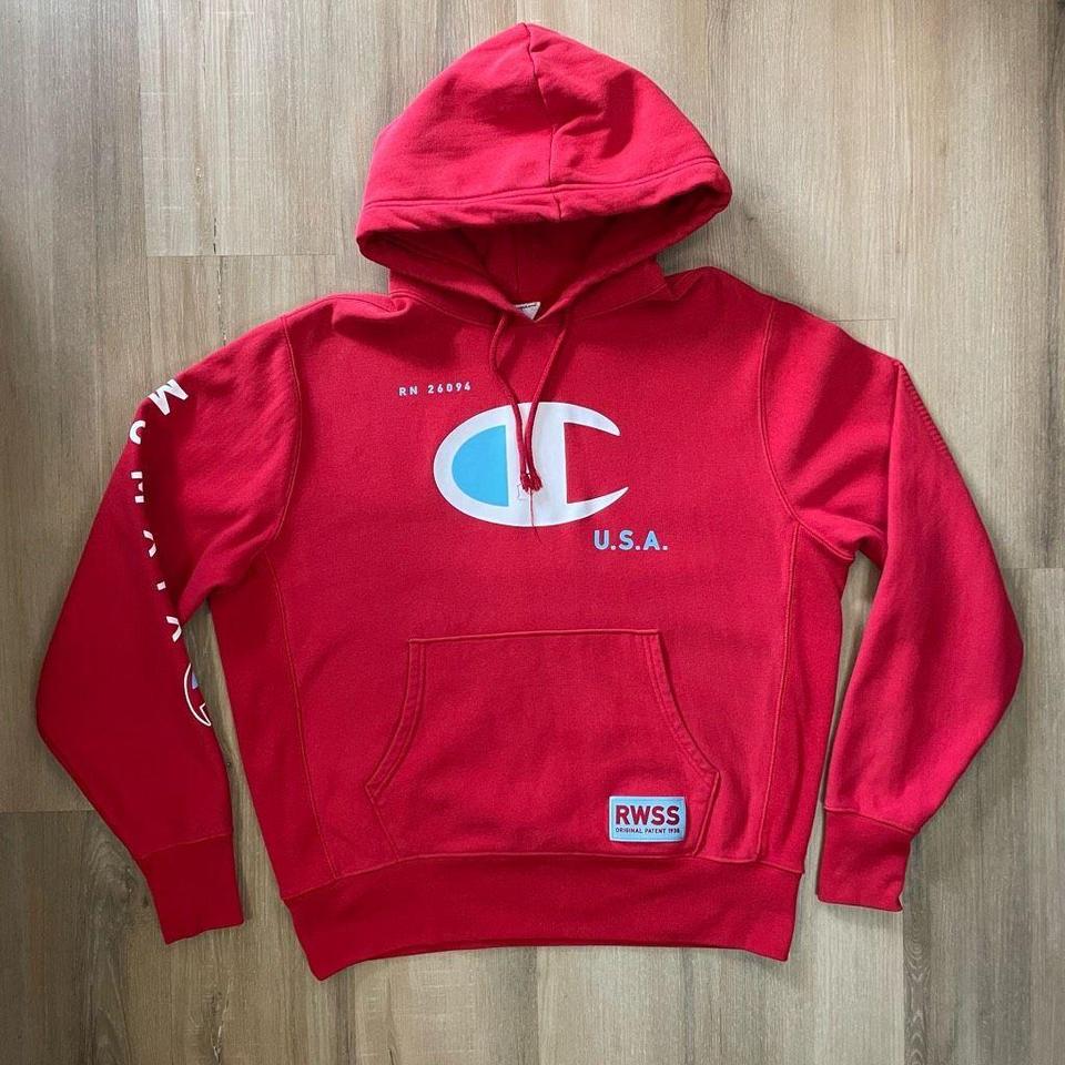 Vintage Champion Reverse Weave Heavyweight Red... - Depop