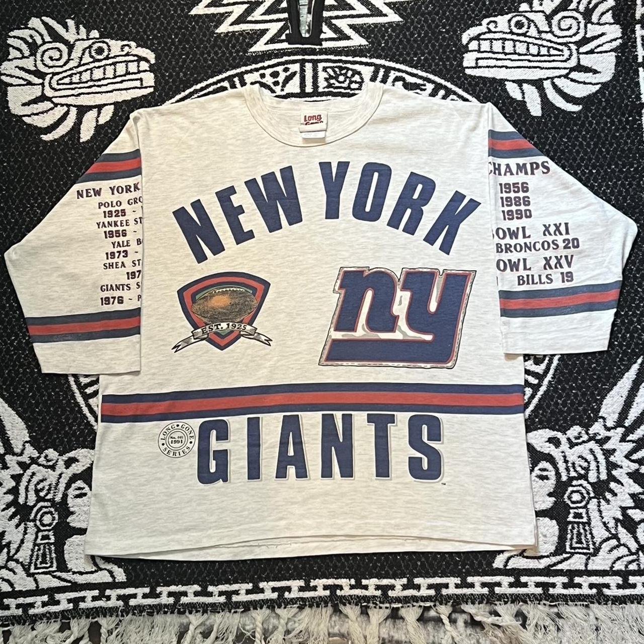 Vintage 90's New York Giants White Long Sleeve - Depop