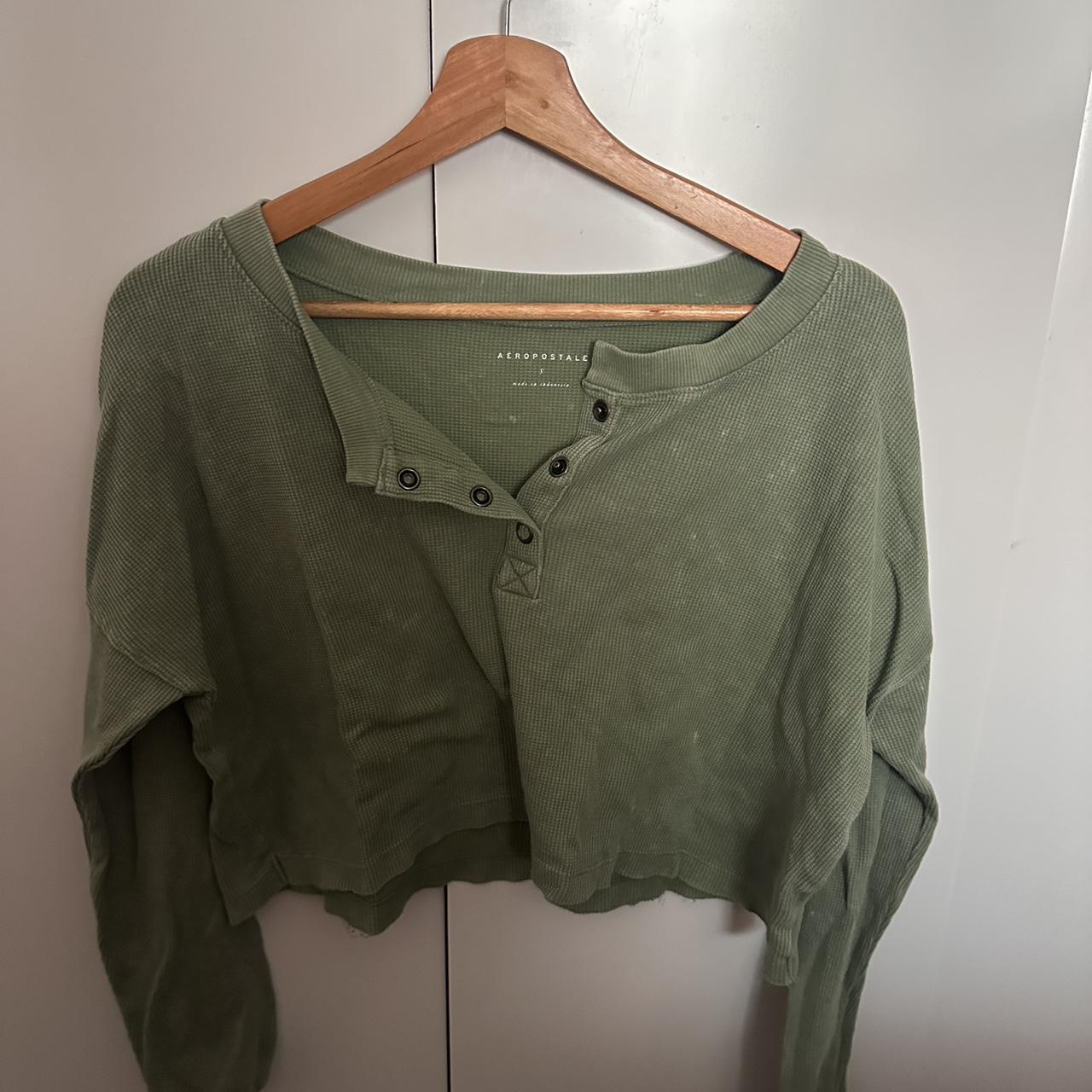 aeropostale cropped waffle knit sweater