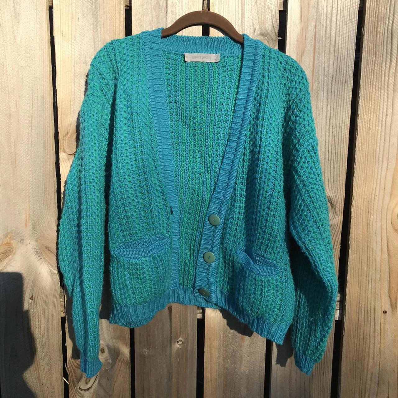 Women's Blue and Green Cardigan | Depop