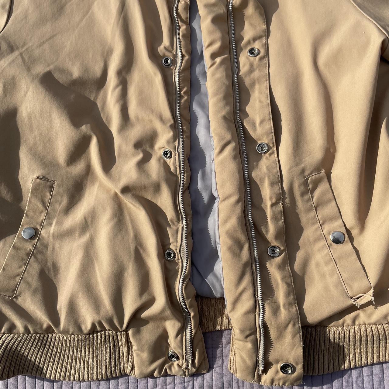 Vintage tan/beige bomber jacket! Zipper is gone but... - Depop