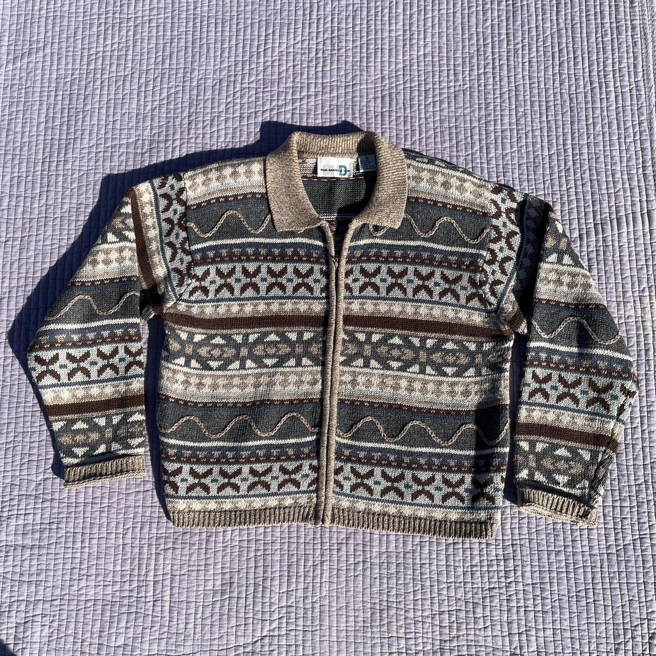 Cool vintage Paul Harris Design zip up knit sweater... - Depop