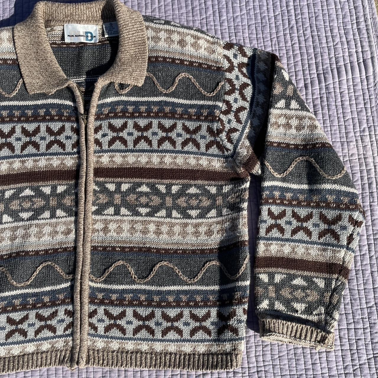 Cool vintage Paul Harris Design zip up knit sweater... - Depop