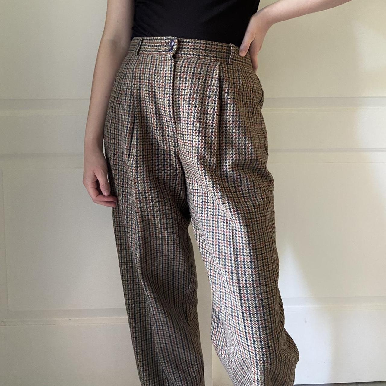 Vintage pleated tweed pants (with black poly lining... - Depop