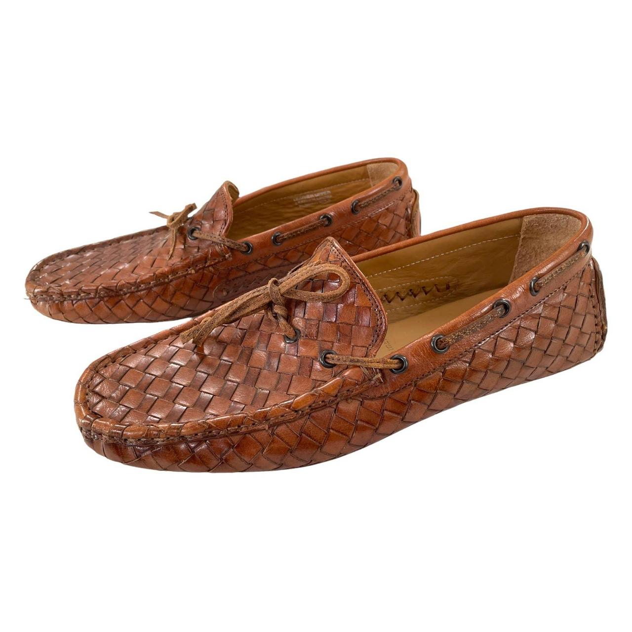 Trask Mens Leather Riddick Woven Driver Moccasin