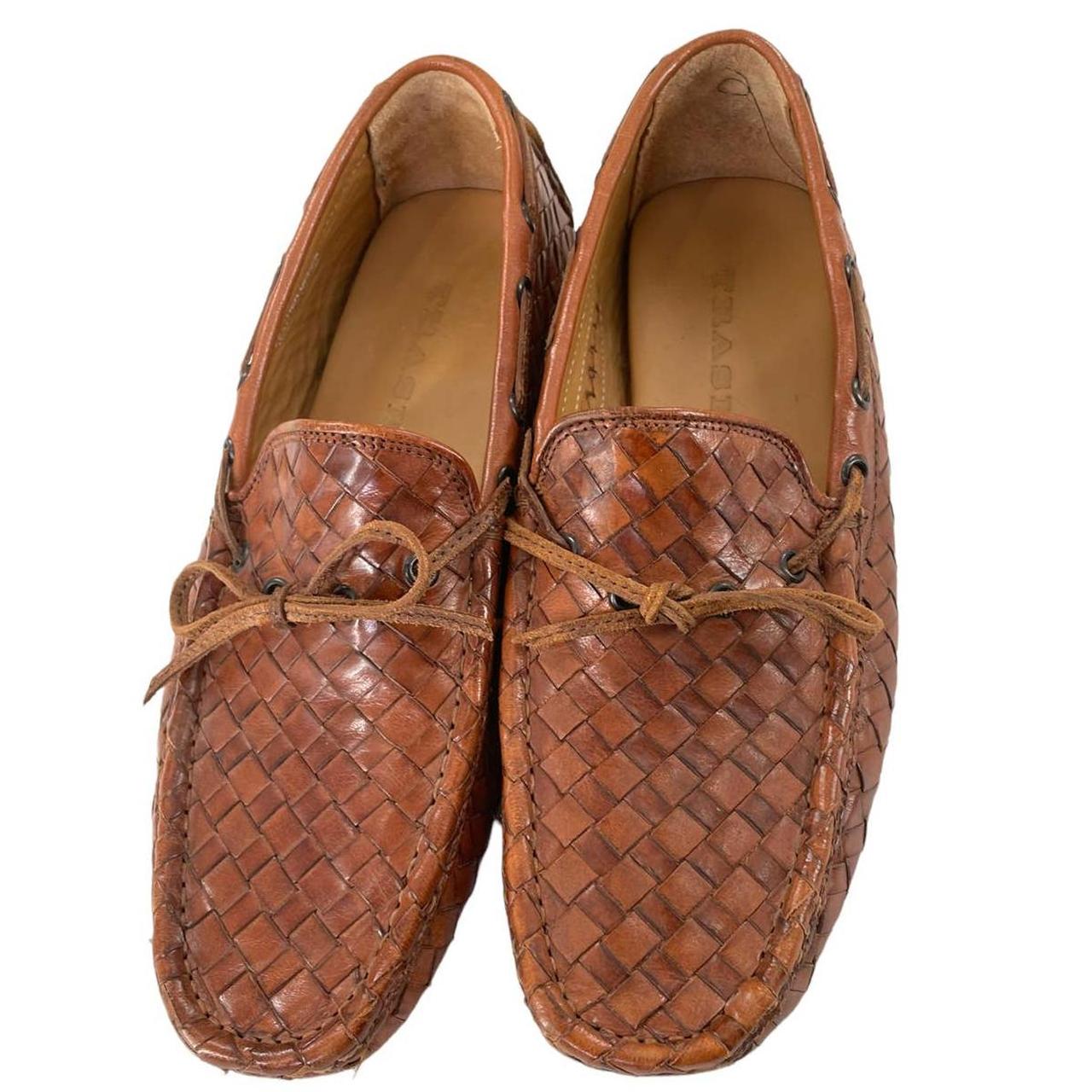 Trask Mens Leather Riddick Woven Driver Moccasin