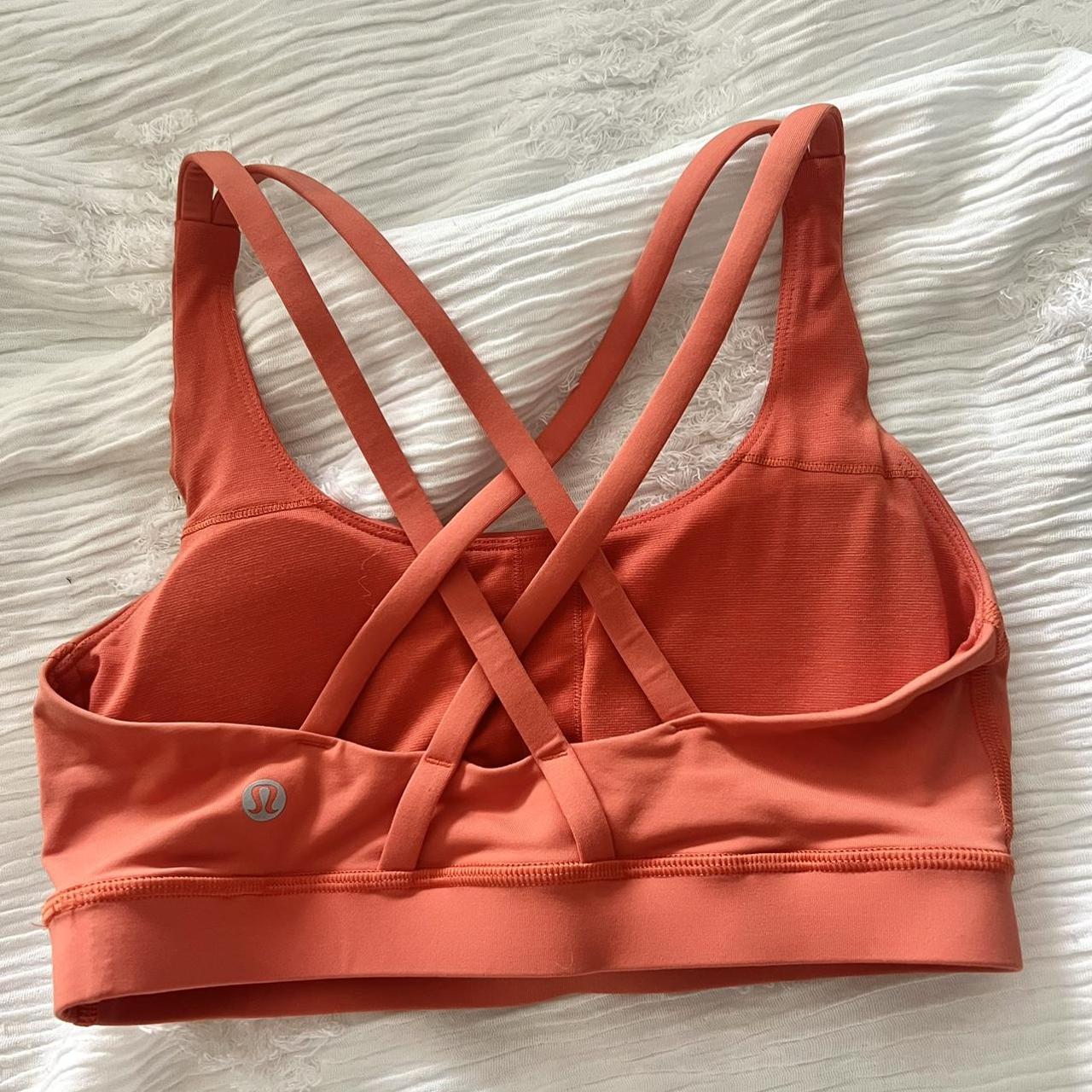 Orange lululemon bra Size 4 Pads included Depop