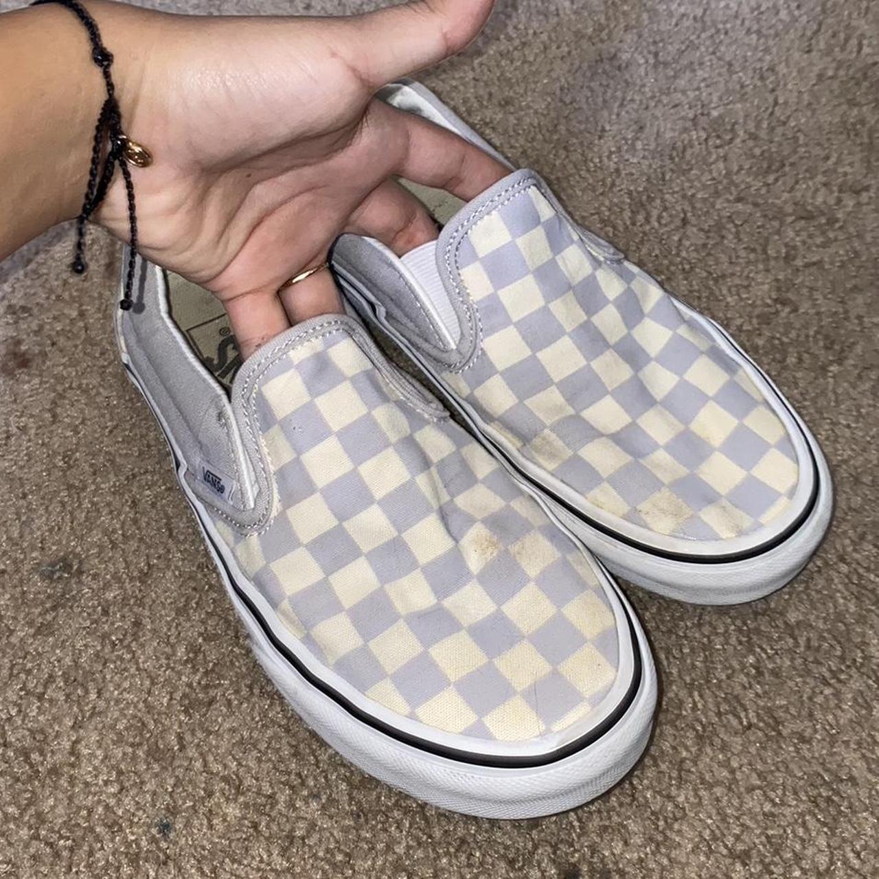 Bluewhite Checkered Slip On Vans Black Slip Ons Depop 0597