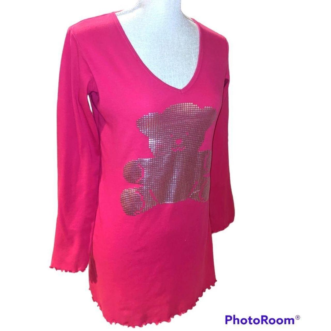 Victoria Secret pink sleep shirt with silver bear Depop