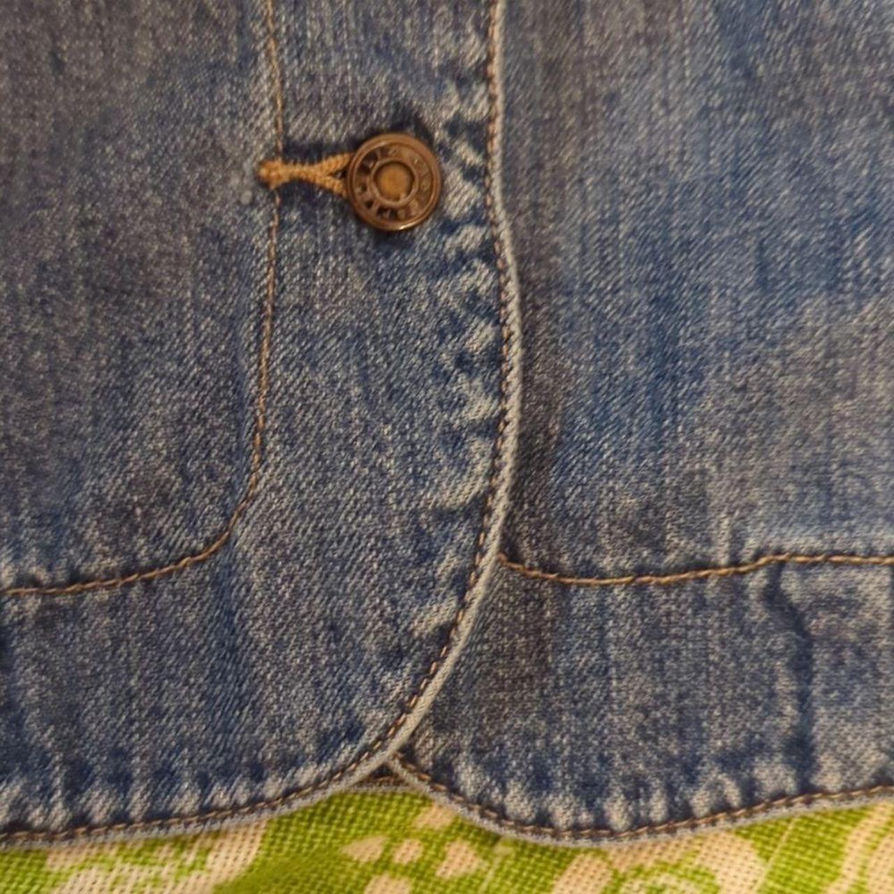 VINTAGE 90s Liz Claiborne Women's Top M Blue Denim Floral