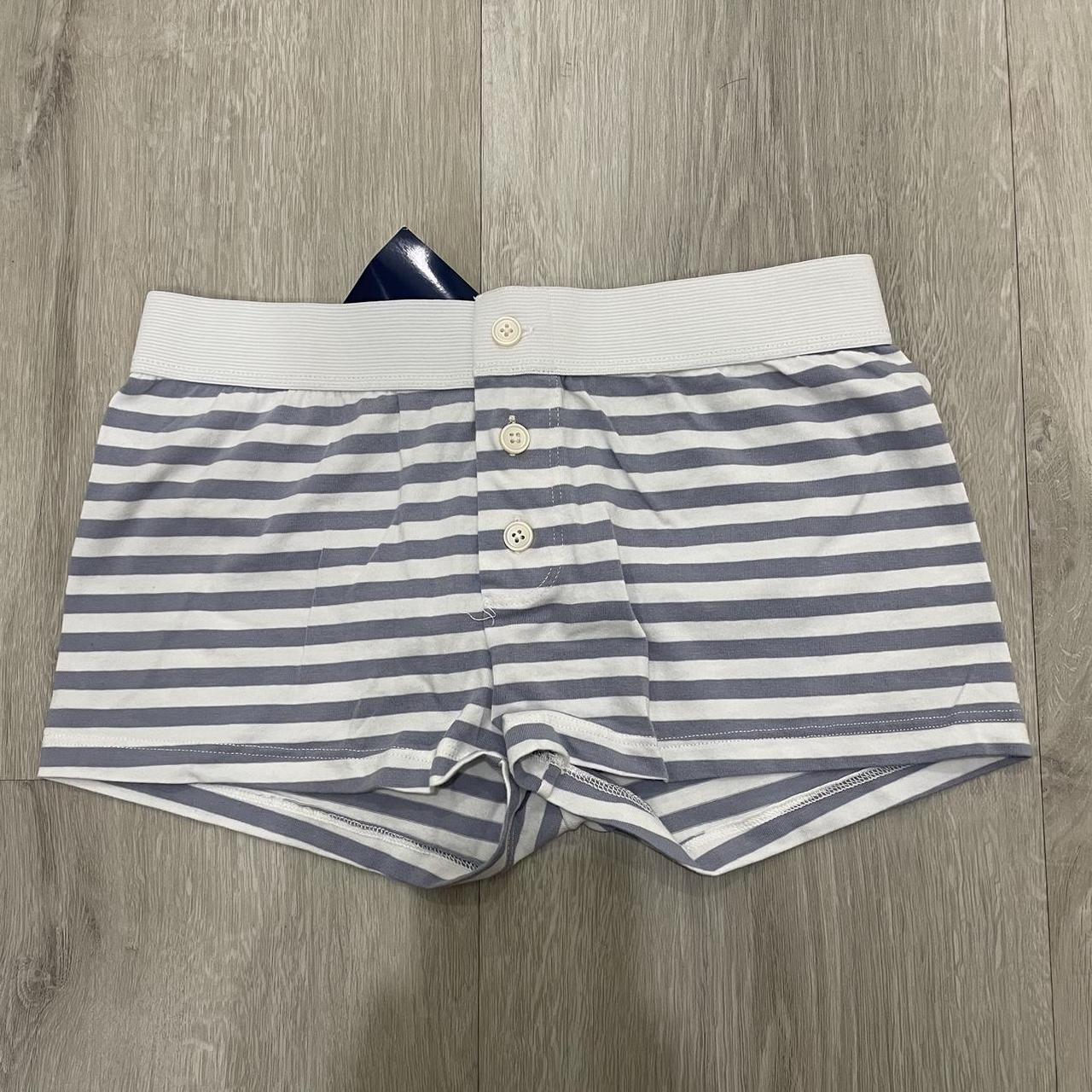 brandy melville stripe boy short w tag brand new... - Depop