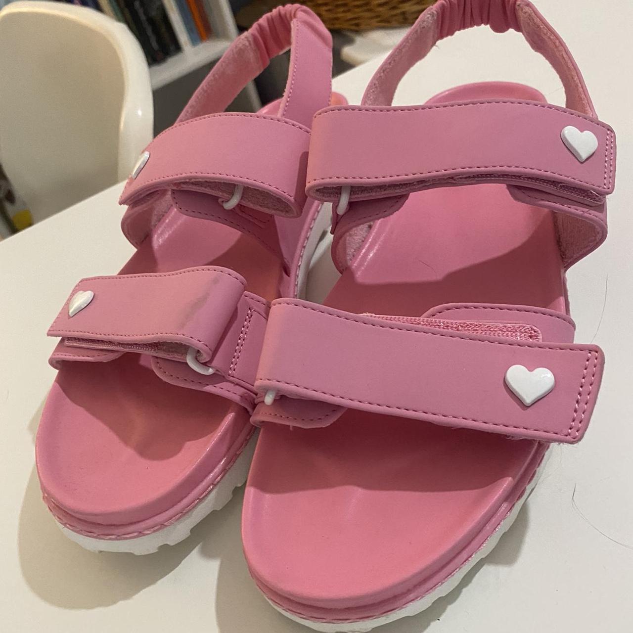 Target Women's Pink and White Sandals | Depop
