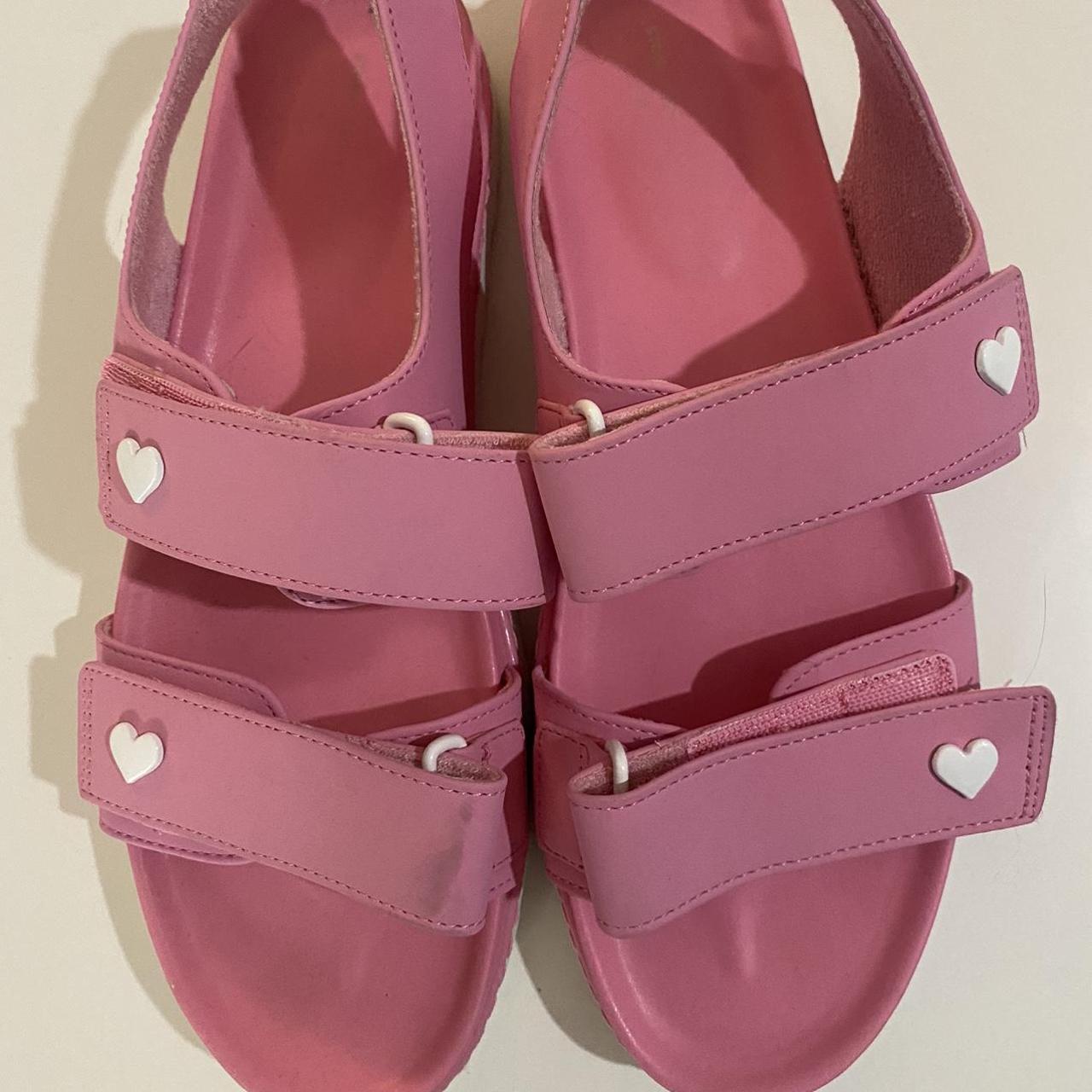 Target Women's Pink and White Sandals Depop