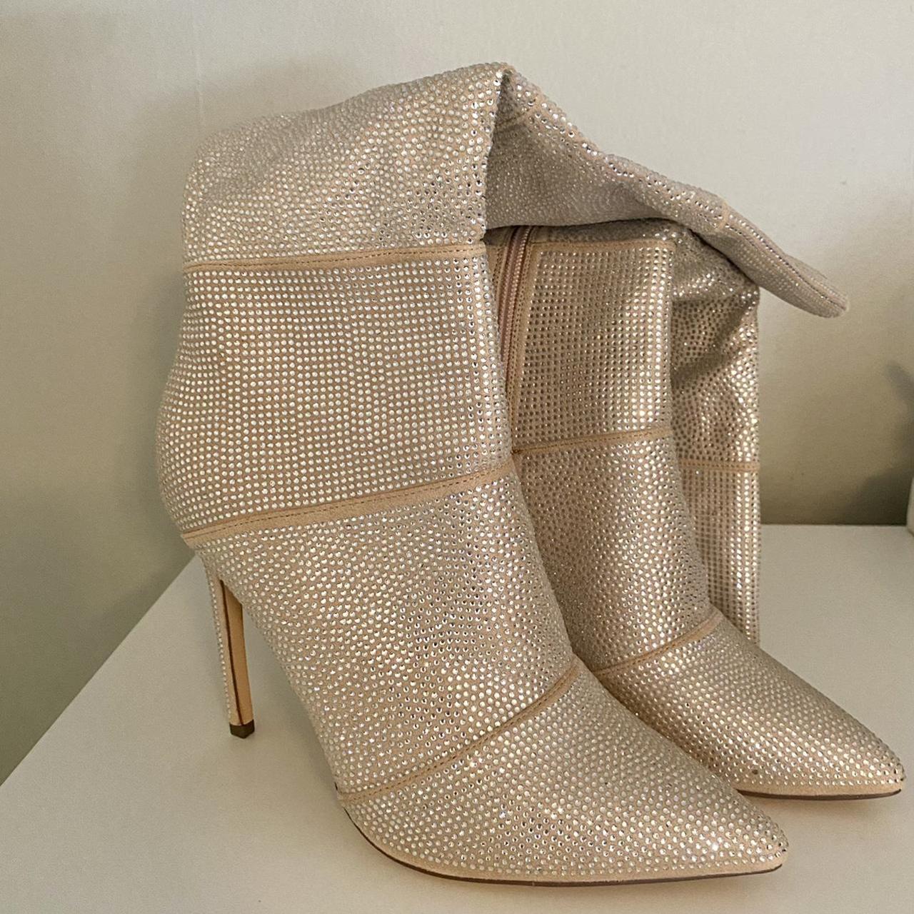 Gold bedazzled boot heels — Lulus Never worn... - Depop