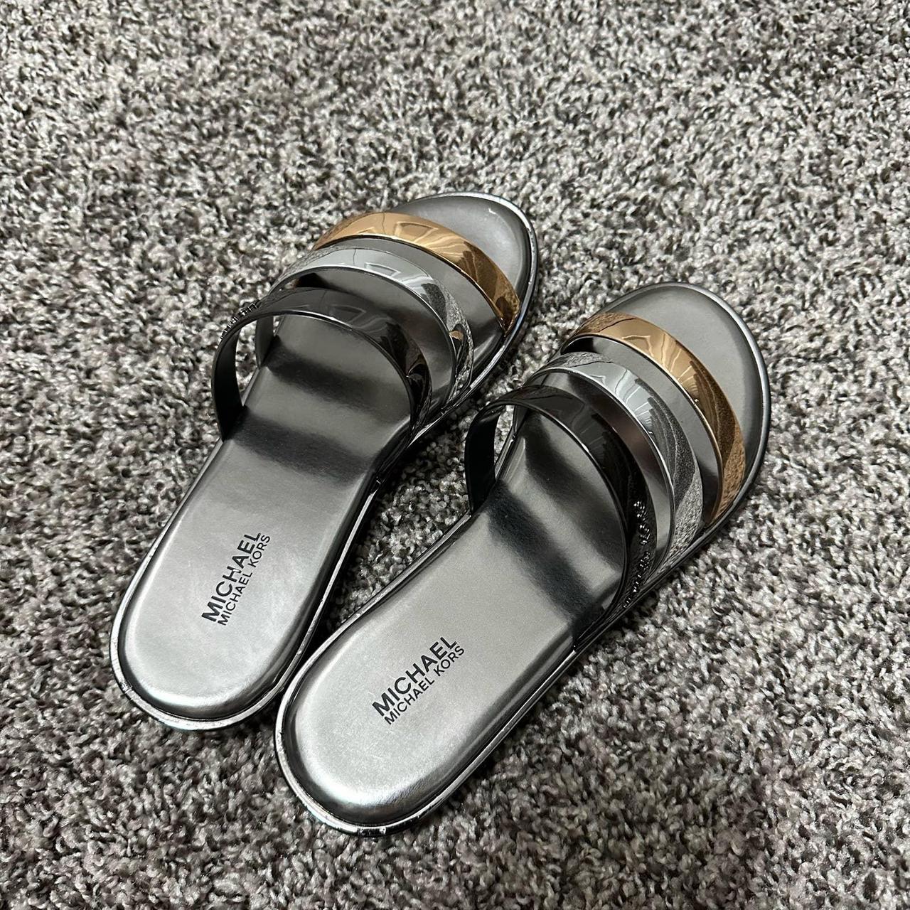 Michael kors slides womens shop silver