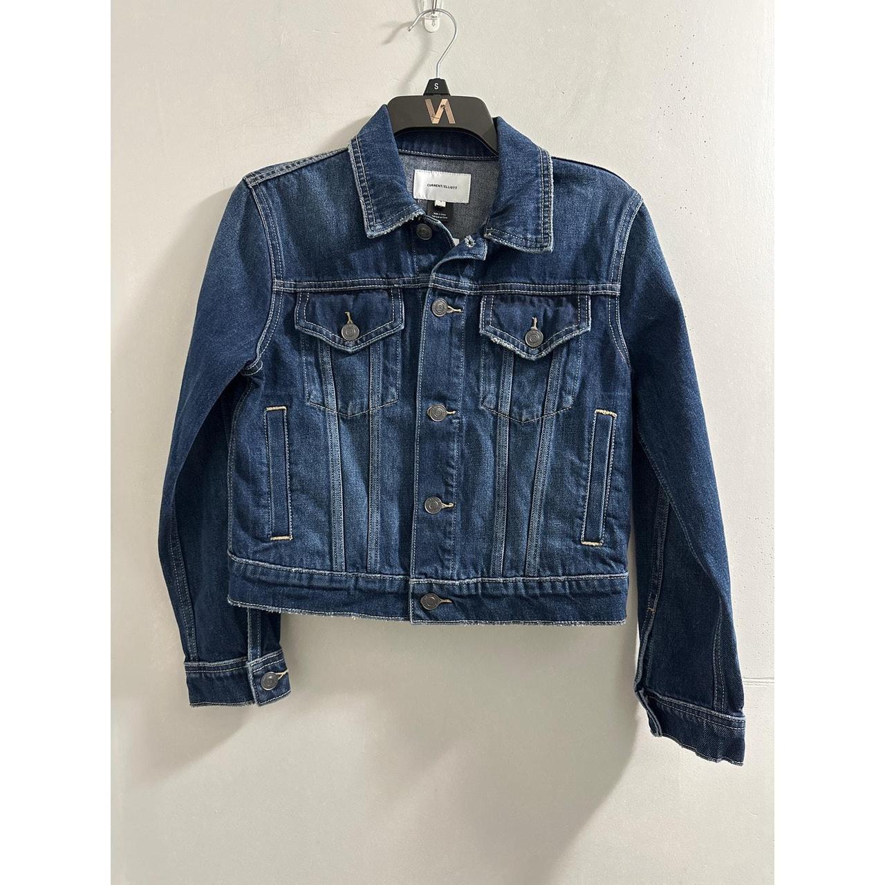 Current/Elliott The Baby Trucker Cropped orders Denim Jacket Blue Size 2 NEW WITH TAGS