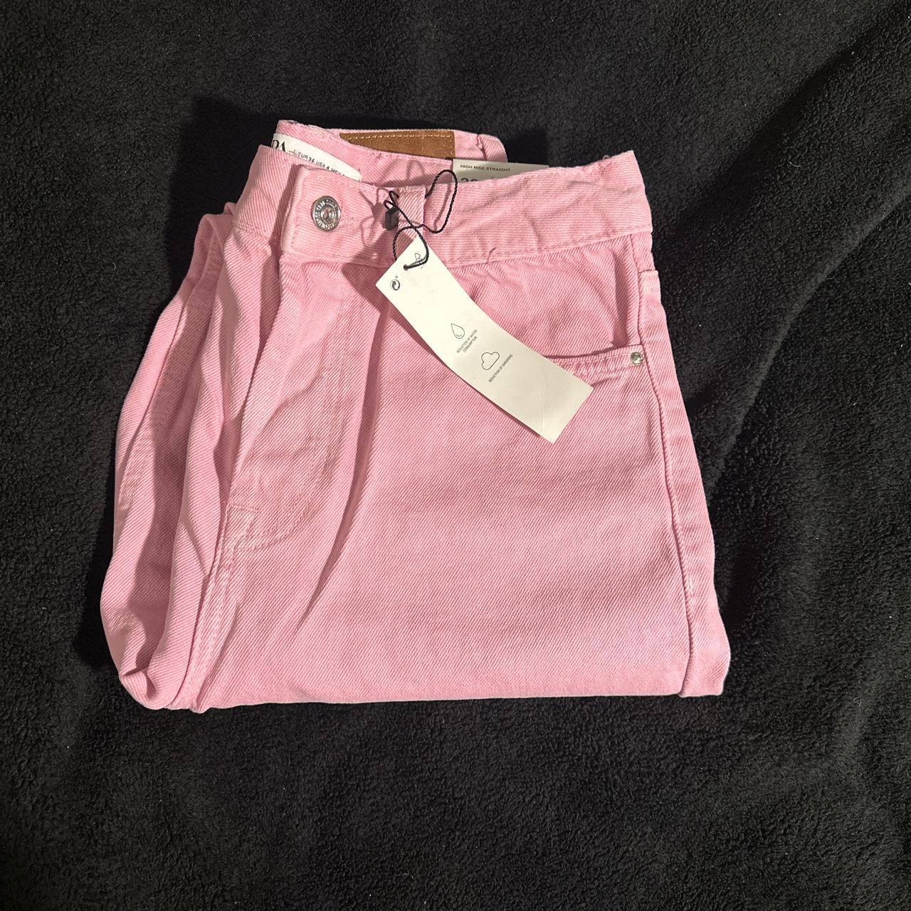 Zara Women's Pink Jeans Depop