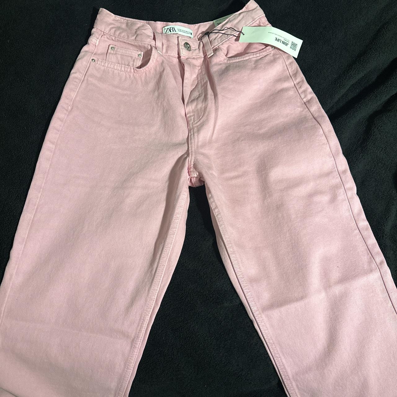 Zara Women's Pink Jeans Depop