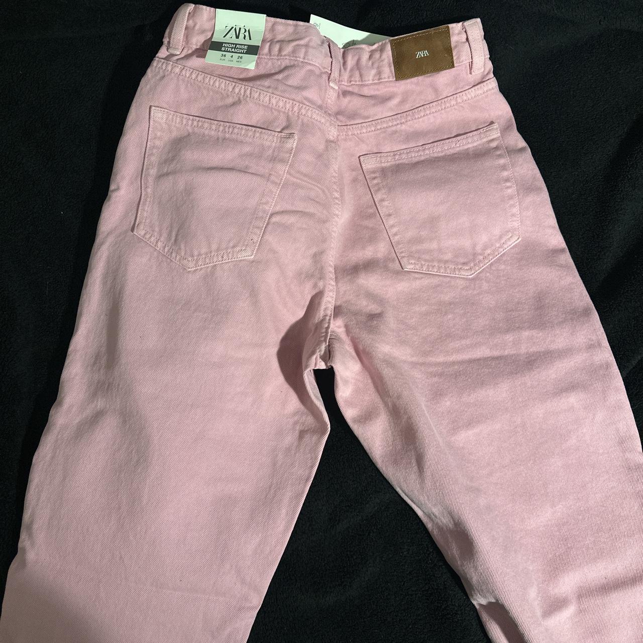 Zara Women's Pink Jeans Depop