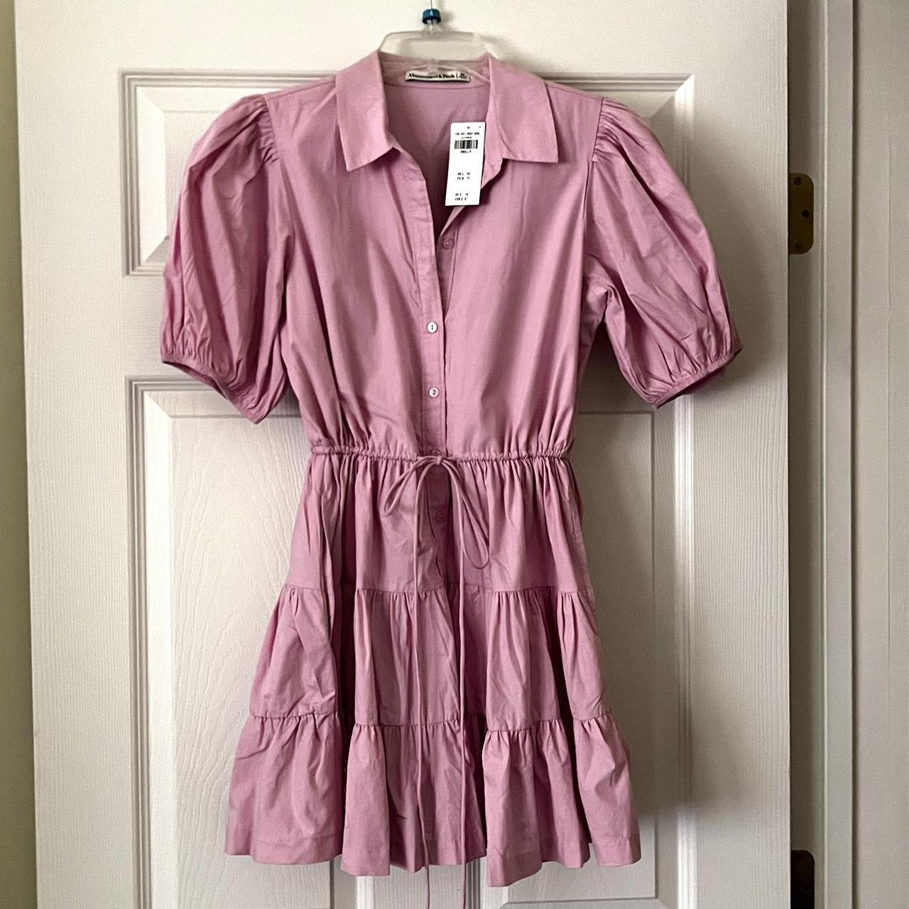 Abercrombie & Fitch Poplin Shirtdress with Puff... - Depop