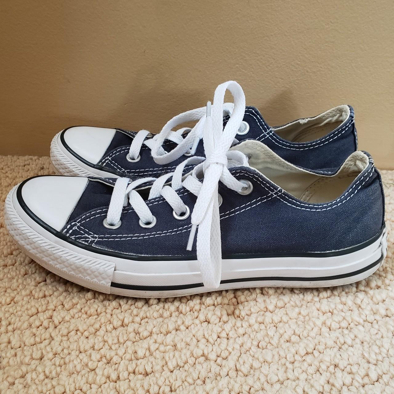 Navy Blue Converse Low top Women's size 6/Men's... - Depop