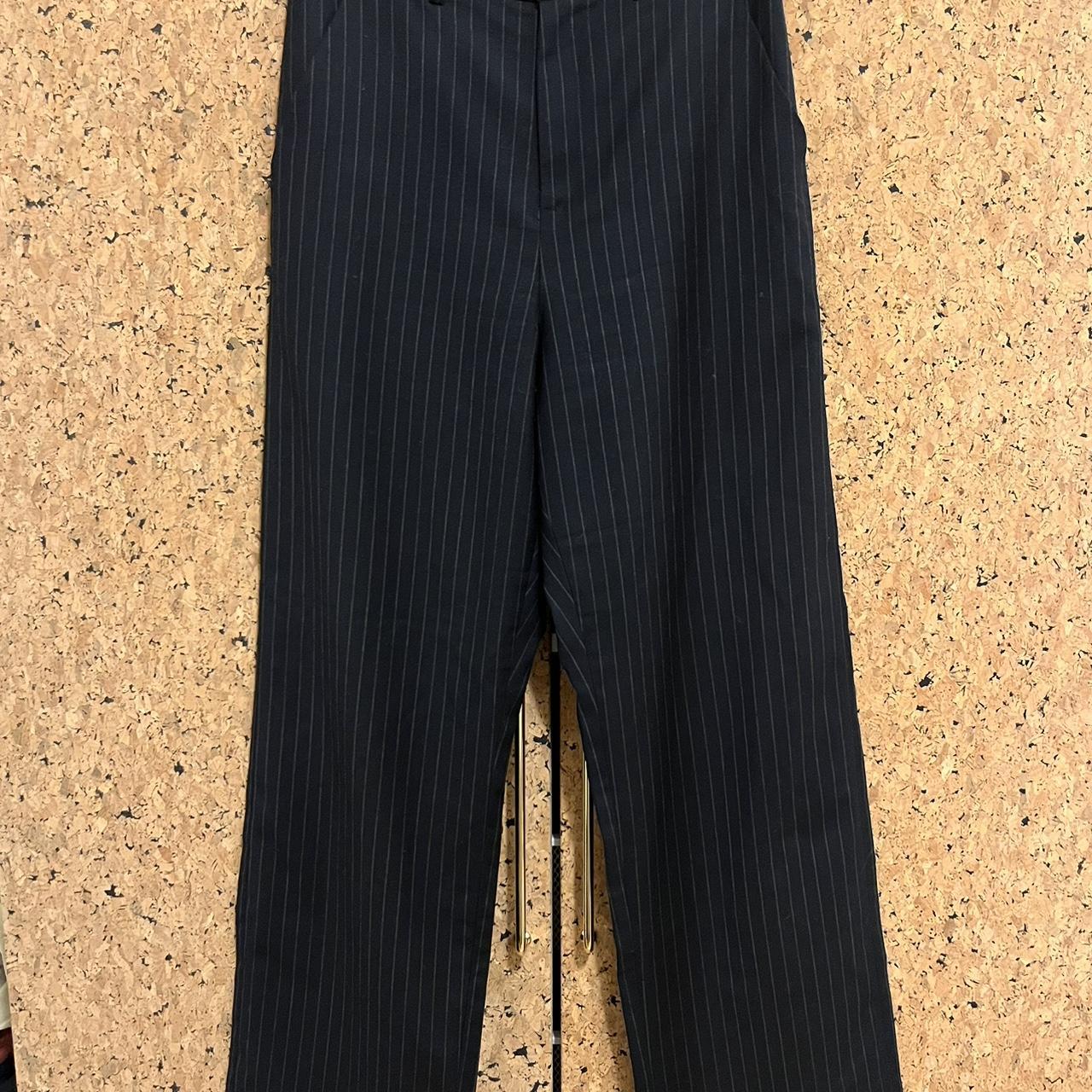 JW ANDERSON UNIQLO NAVY PINSTRIPE TROUSERS SIZE... - Depop