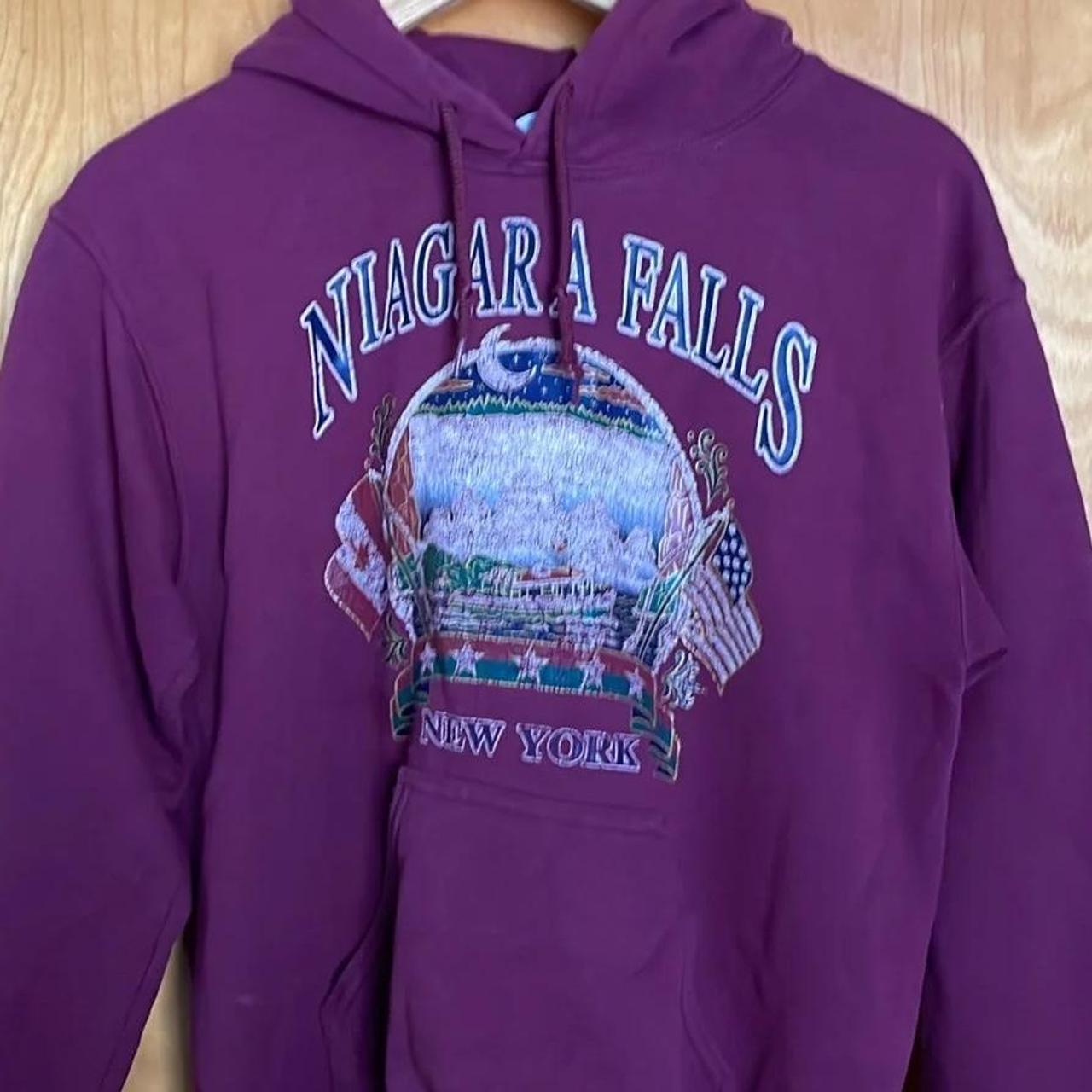 purple niagra falls hoodie fair condition... - Depop