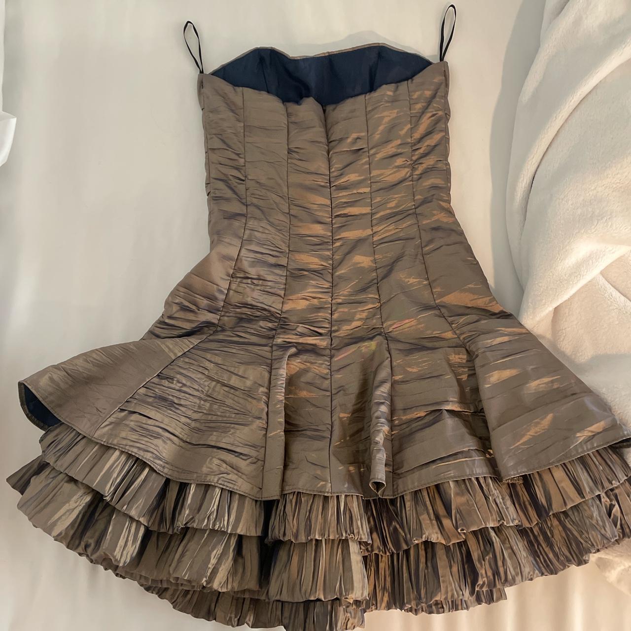 Strapless Dress With Corset Fitted Waist And Ruffled Depop   P0 