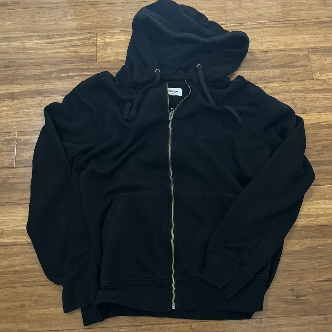 blank black zip up hoodie -easy to style -hella... - Depop