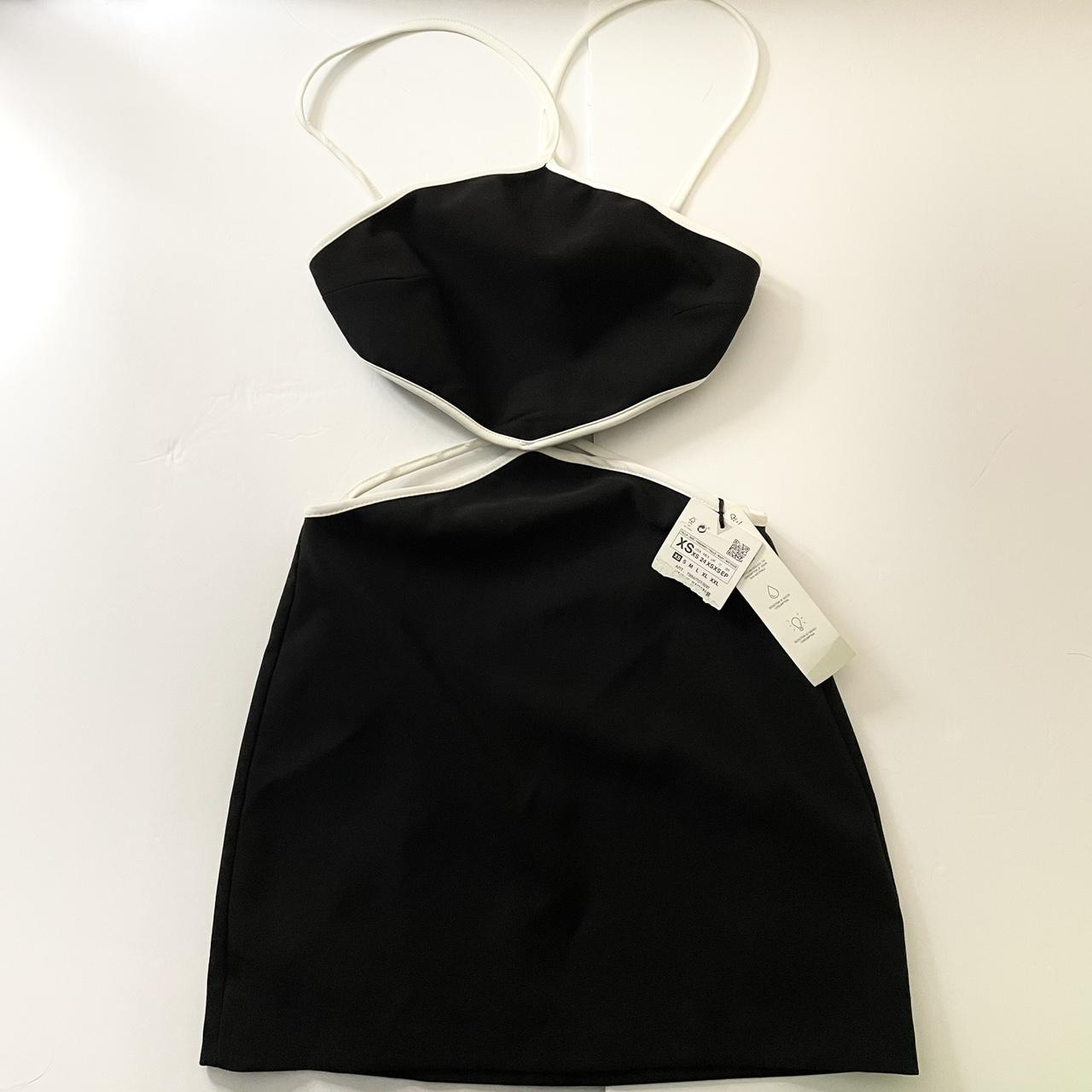 Tube top mini dress. Size small. Black and white - Depop