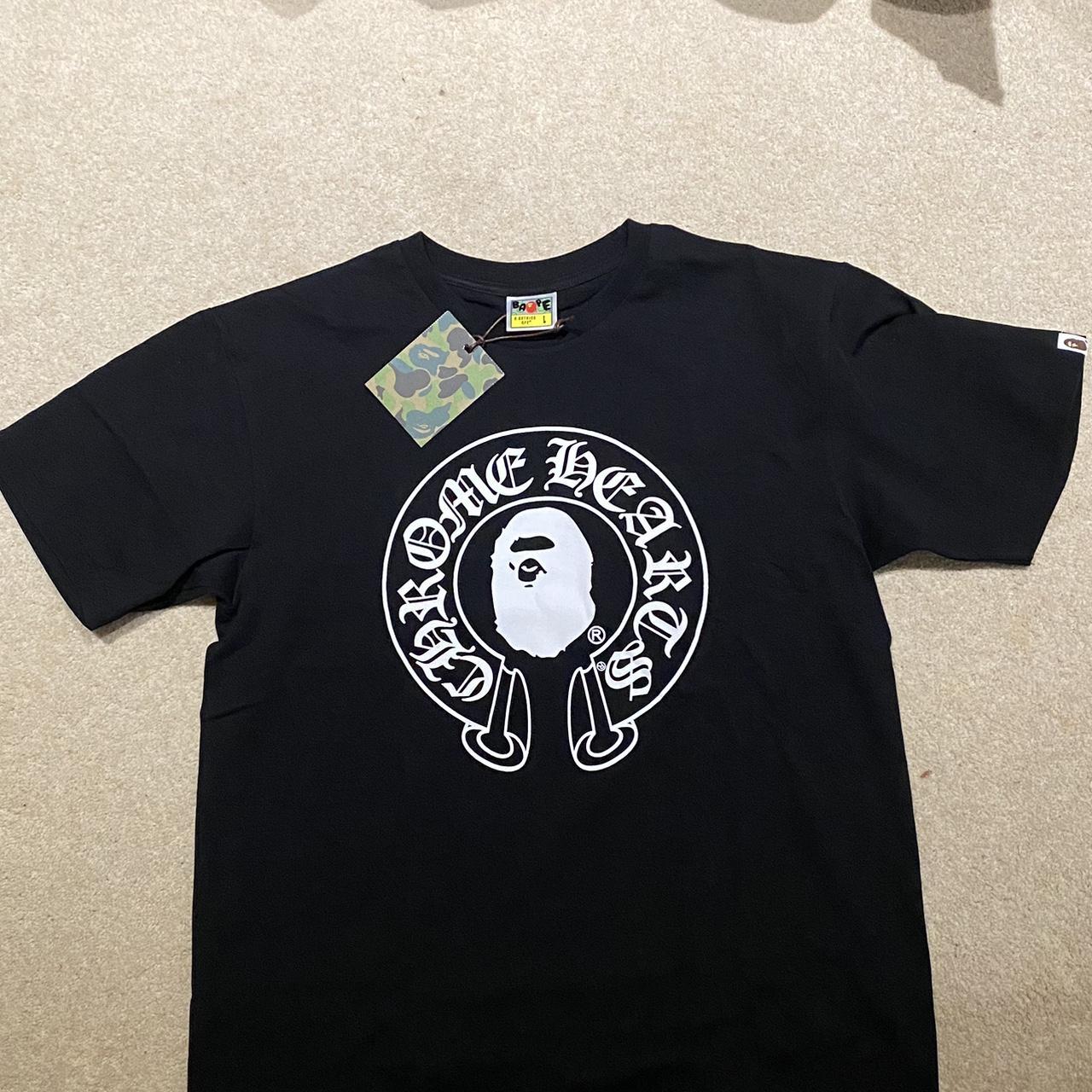 Bape x Chrome Hearts Tee Black colour (white on my... - Depop