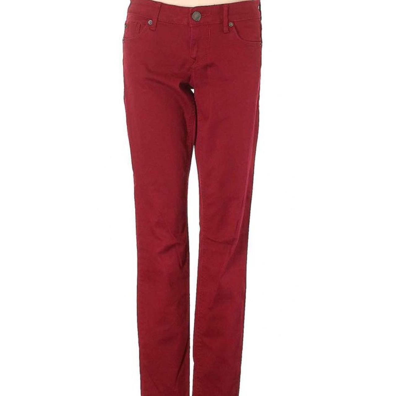 Express Women's Red and Burgundy Jeans Depop