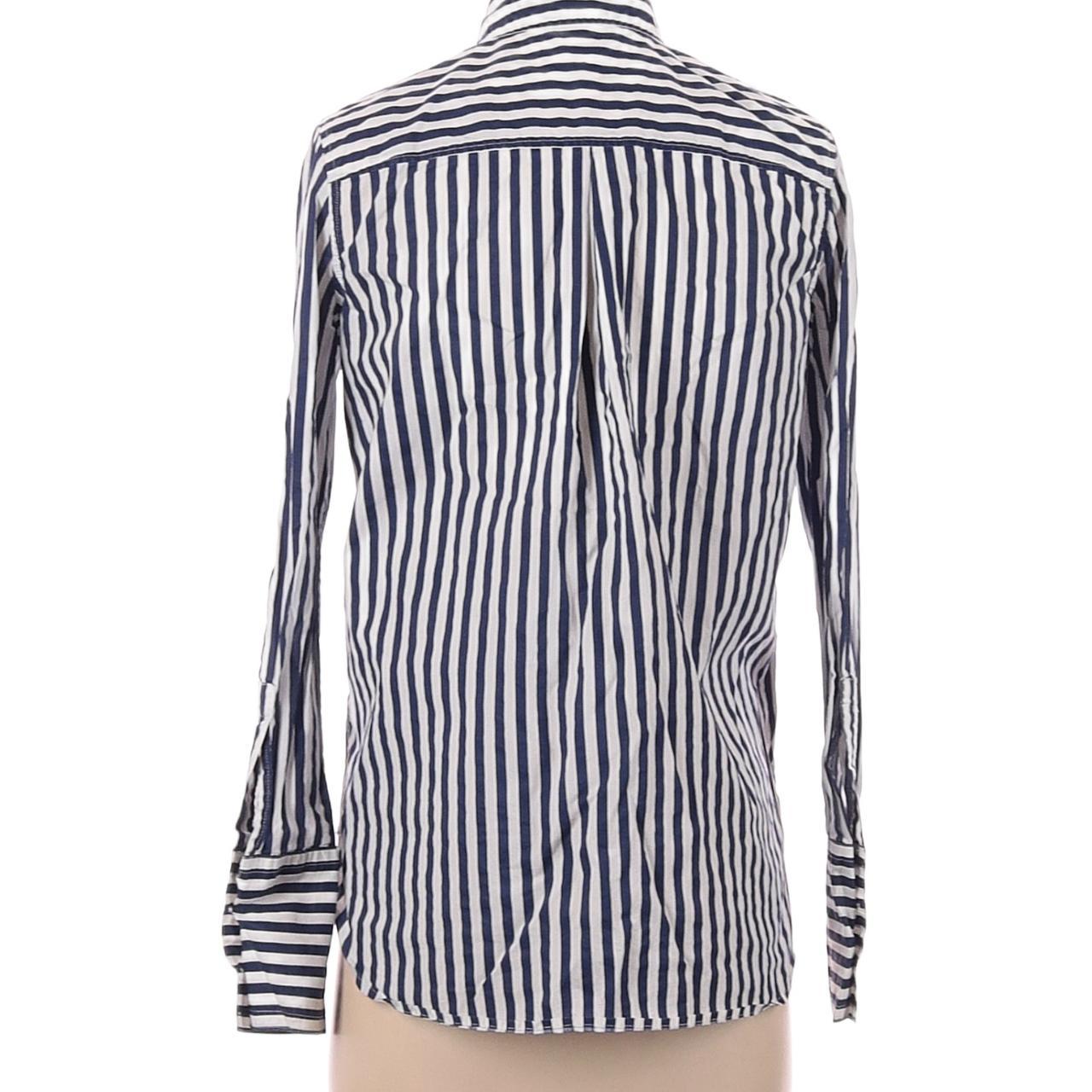 H&M Long Sleeve High Neck Button-Down Pinstripe... - Depop