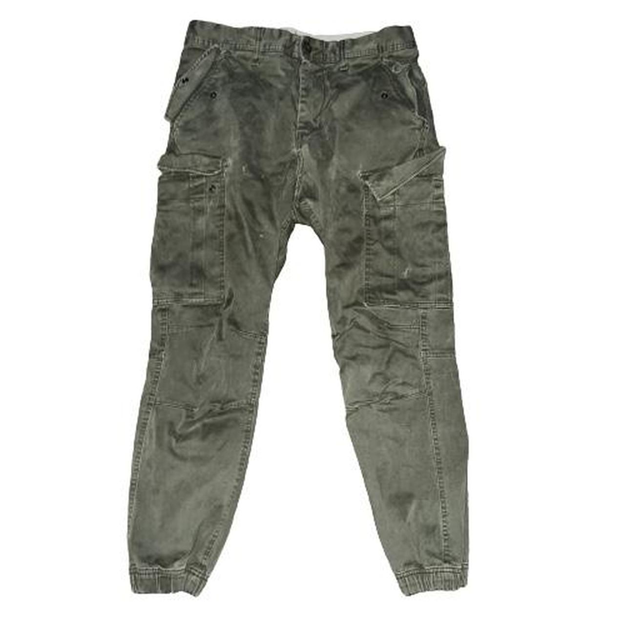 Green H&M Cargo Pants with scrunched button. (Small... - Depop