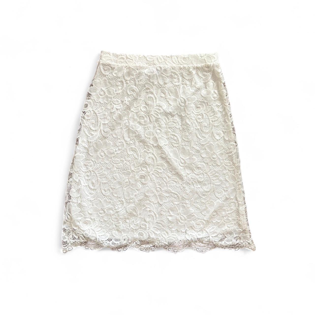 Preloved Women's Lace Skirt - White/Cream - M – "… - image 3