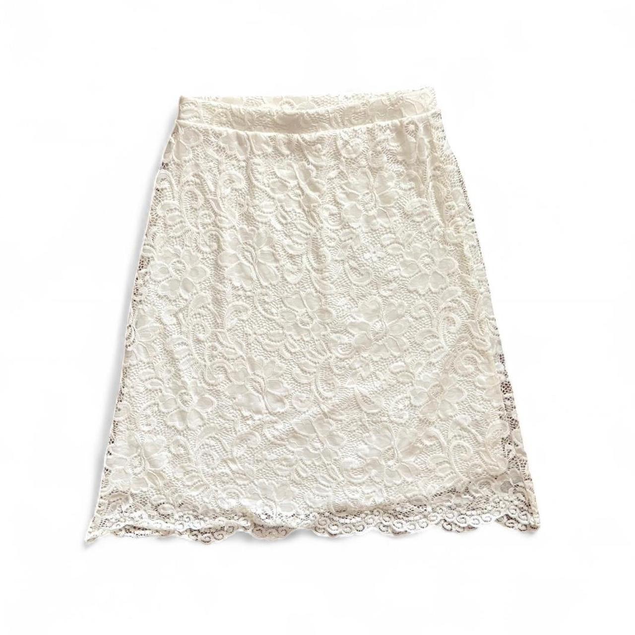 Preloved Women's Lace Skirt - White/Cream - M – "… - image 1