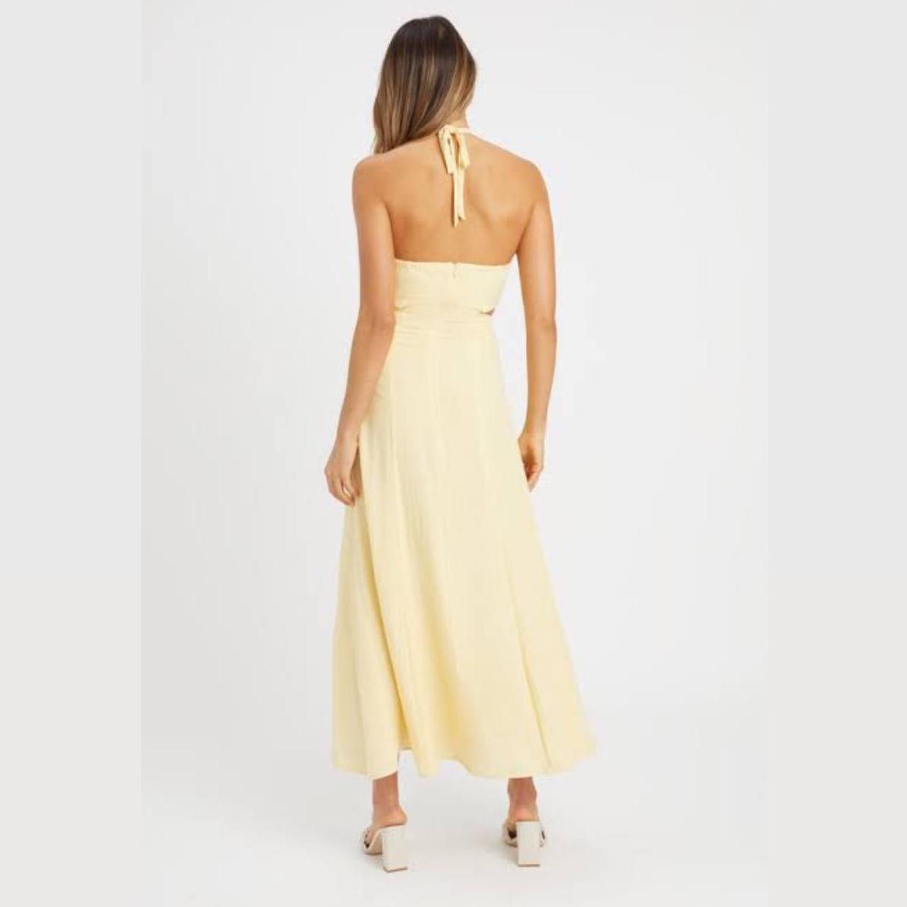 Kookai Halter Neck Dress Lemon/Yellow Size 38 (AUS... Depop