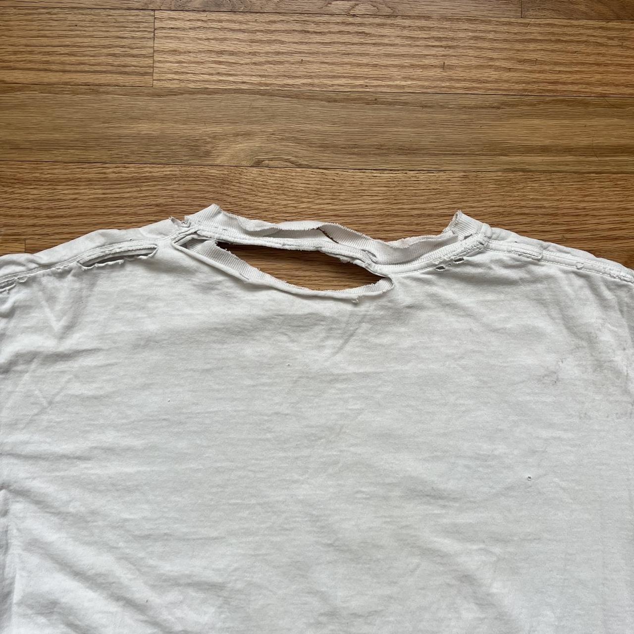 American Apparel Men's White and Blue T-shirt | Depop