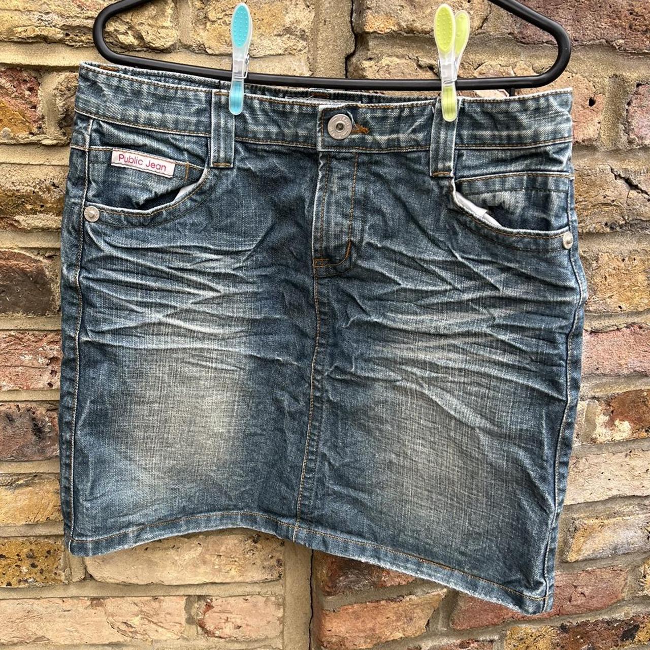 public jeans denim mini skirt slightly longer or... - Depop