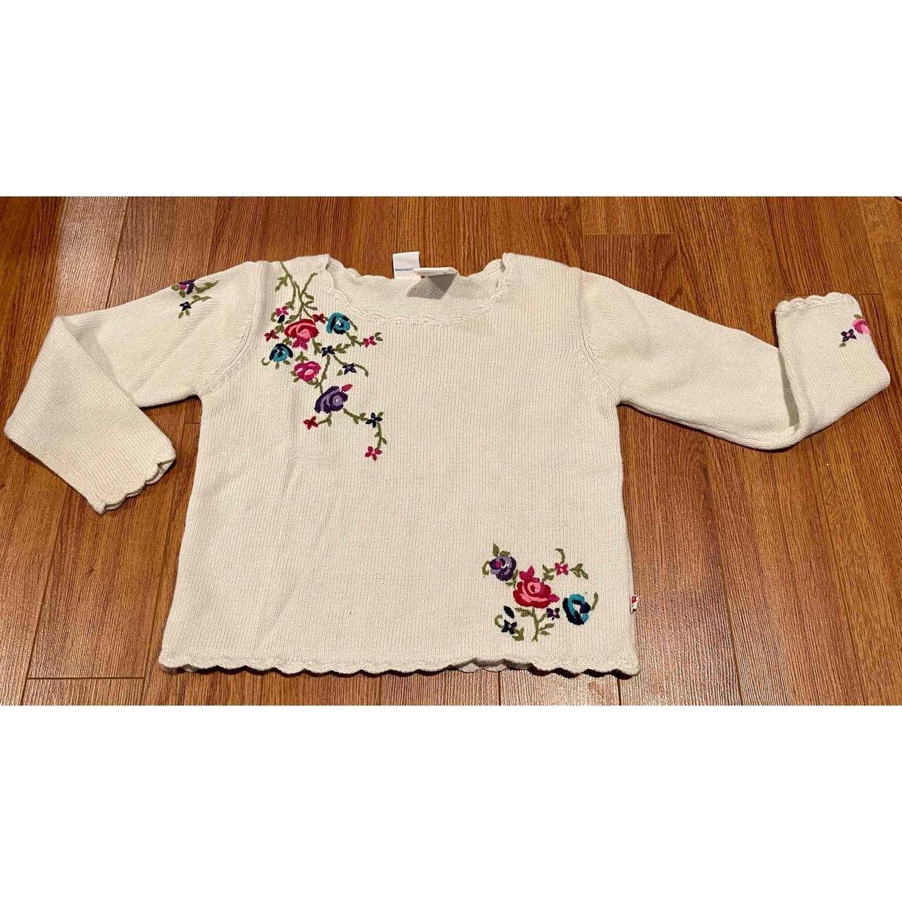 Cream and Pink Jumper Depop