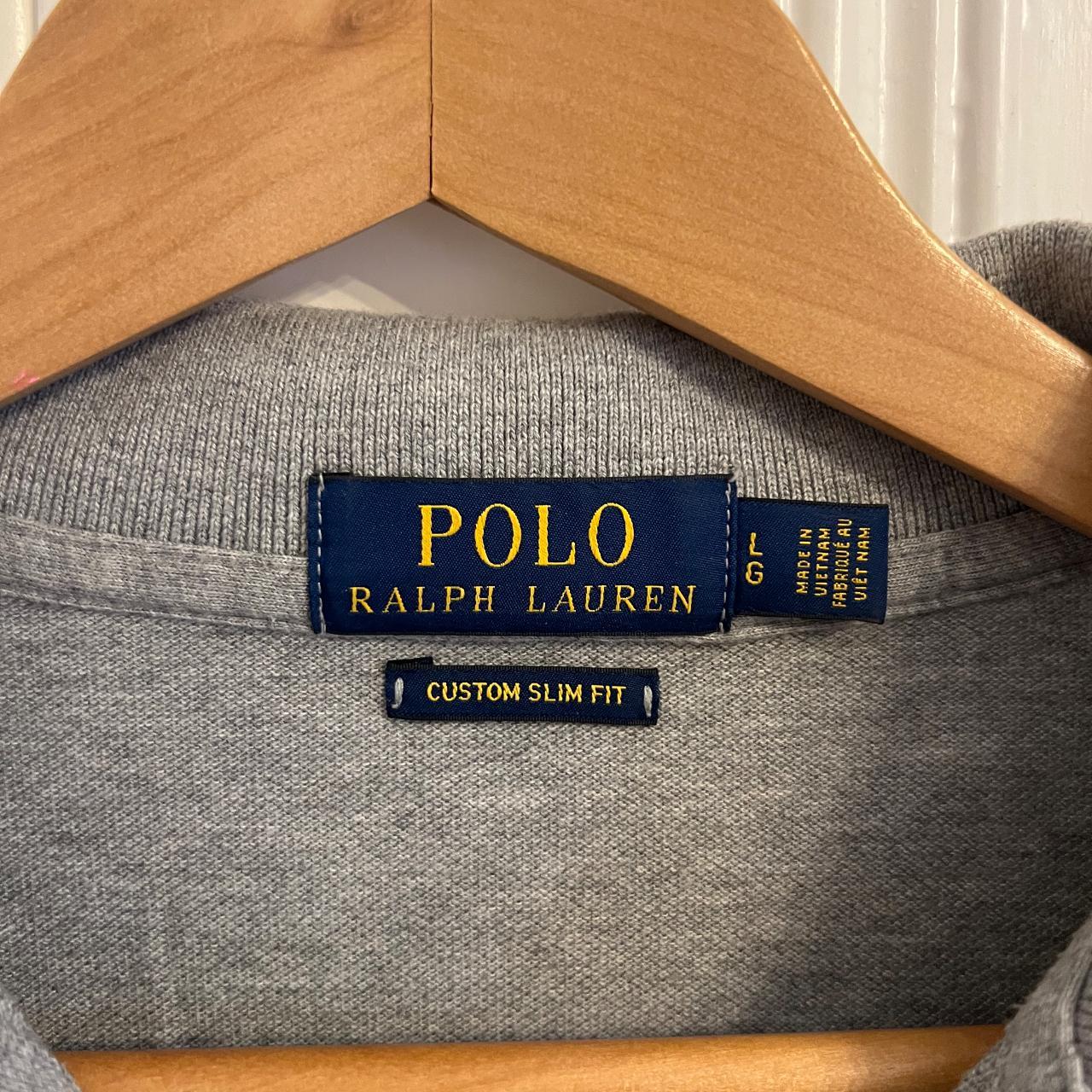 Polo Ralph Lauren Large Custom Slim Fit grey polo... - Depop