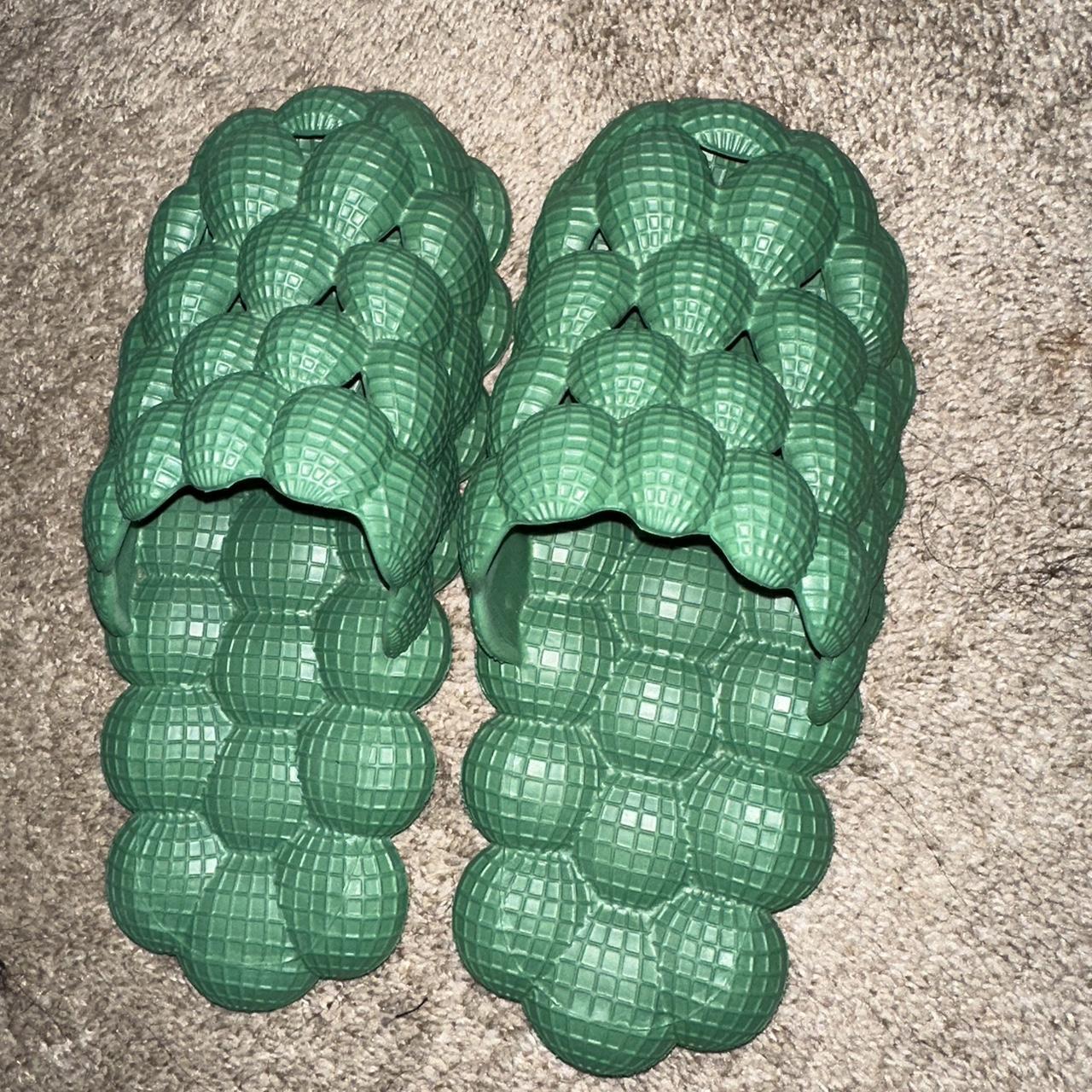 green-bubble-slides-worn-twice-size-9-in-us-and-depop