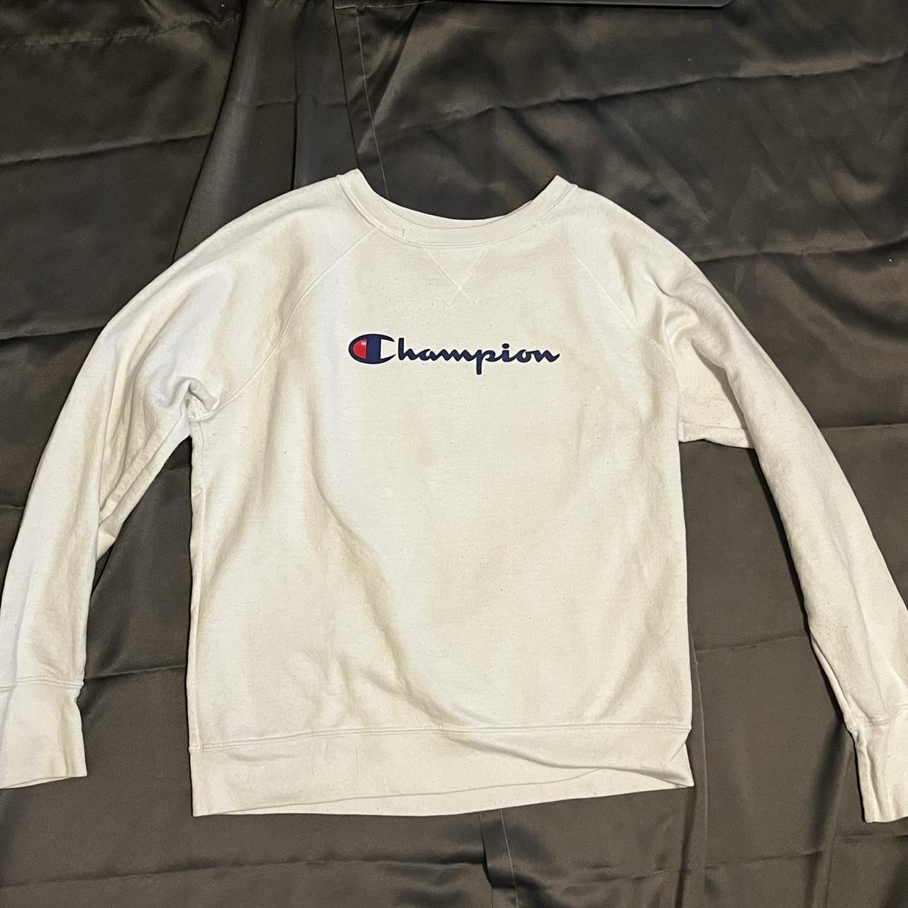 Champion Men's White Sweatshirt | Depop