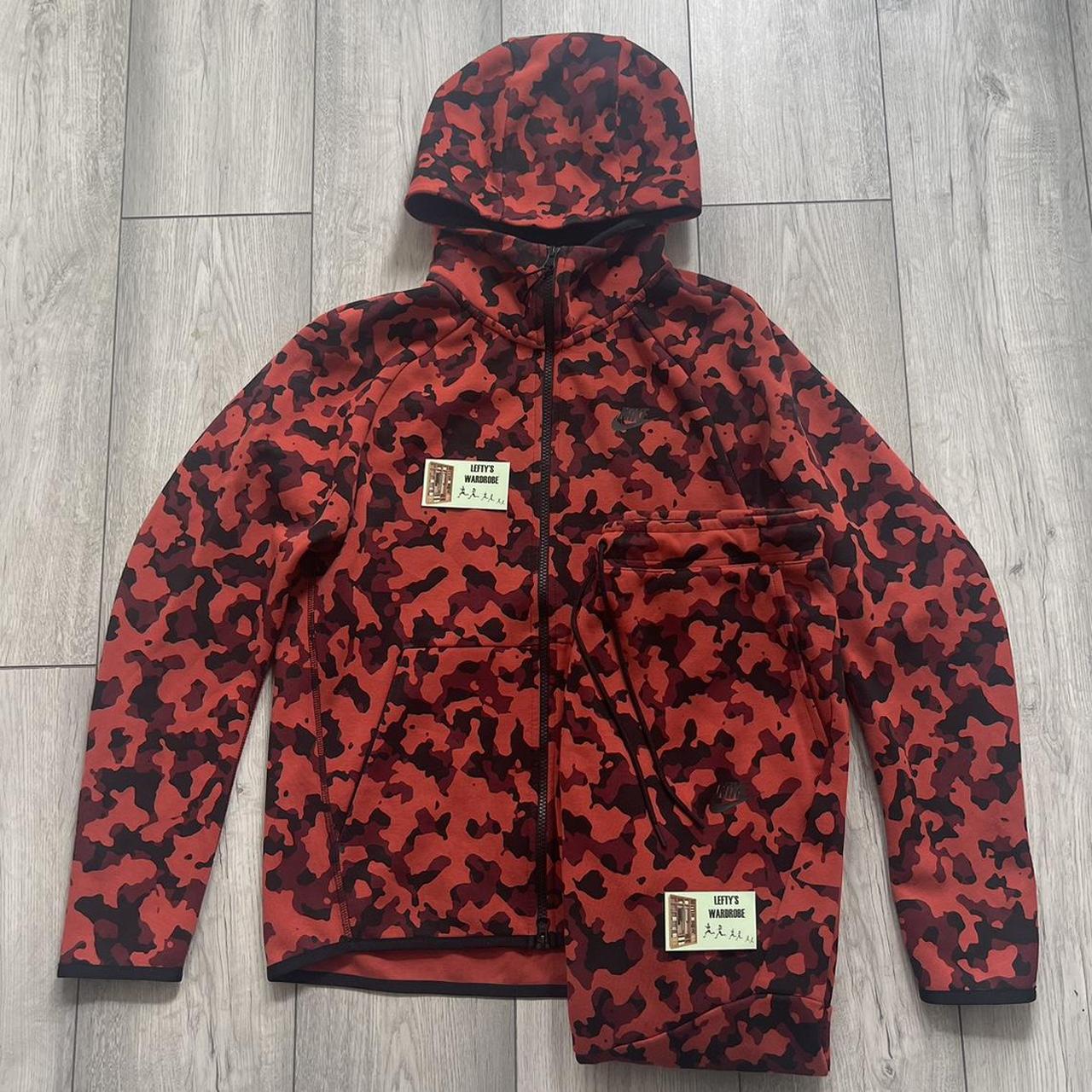 Nike Tech Fleece Red Camo Tracksuit Set 2nd. Depop