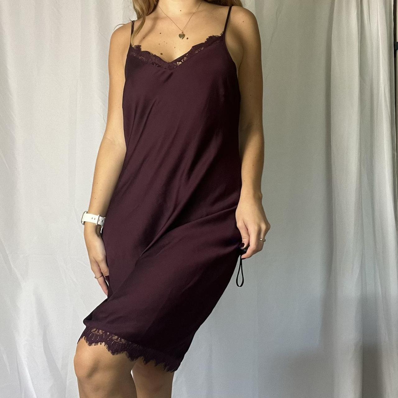 Burgundy slip clearance dress